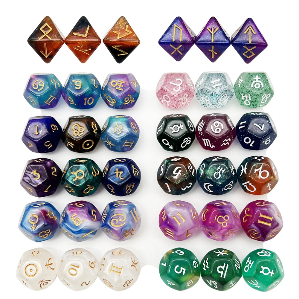 Astrology Divination Dice Set – 3 D12 Constellation Dice for Guidance and Insight