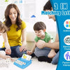 A family playing a 2-in-1 matching letter and number game for early learning on the floor.