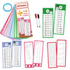 A set of colorful math flash cards for addition, subtraction, multiplication, and division practice.