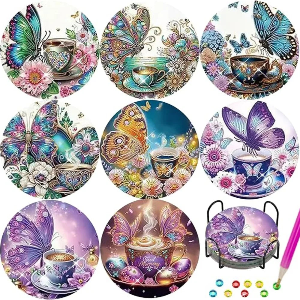 Ocean Series Diamond Art Coaster Kit with Stand – DIY Craft Set for Adults & Beginners