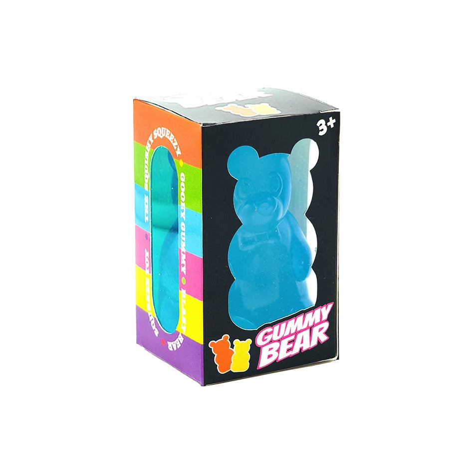 A box of gummy bear sensory fidget cube for stress relief and focus with a 3+ age recommendation.