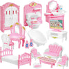 Dollhouse Furniture Set for Pretend Play – 3-Room Miniature Collection