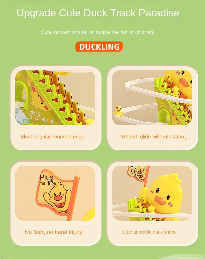 Interactive Climbing Duck Roller Coaster Toy with Lights and Music