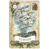 A vintage Lenormand fortune-telling card featuring a large cloud illustration and an image of a man.
