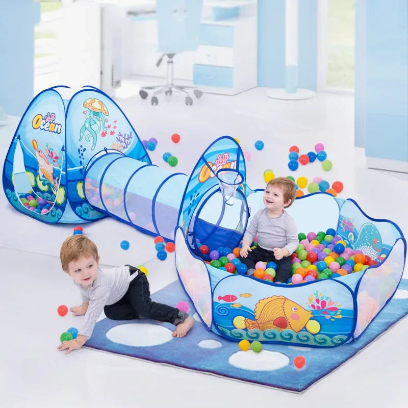 3-in-1 Kids Ball Pit Play Tent with Tunnel