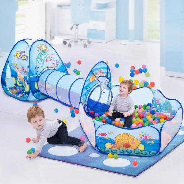 3-in-1 Kids Ball Pit Play Tent with Tunnel