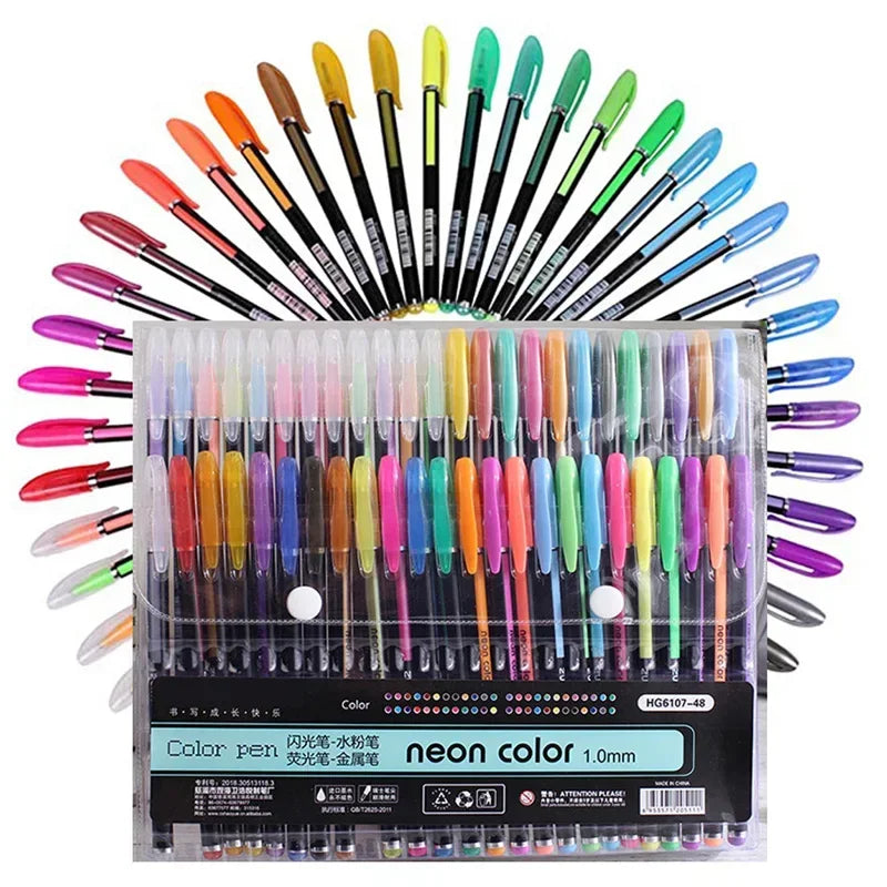 Metallic Glitter Gel Pens with Storage Case