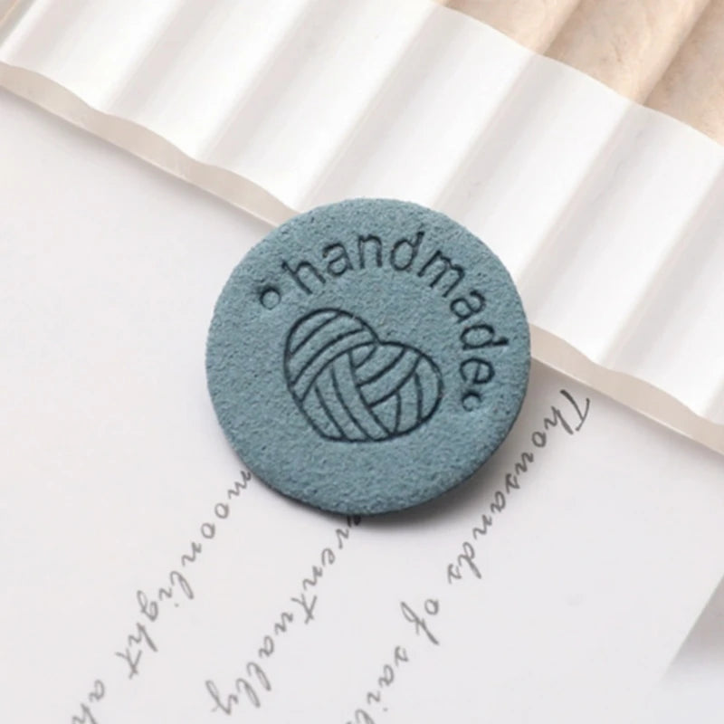 Round PU Leather Labels with Embossed Design for DIY Crafts