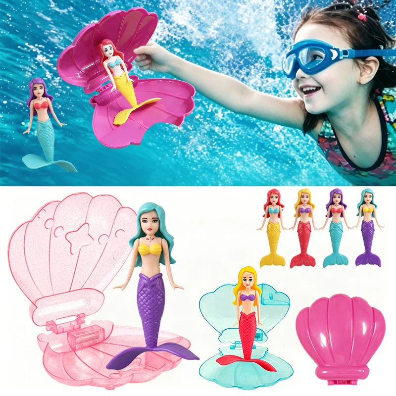 A collection of pink and purple mermaid bath and pool floating toys for kids and adults.