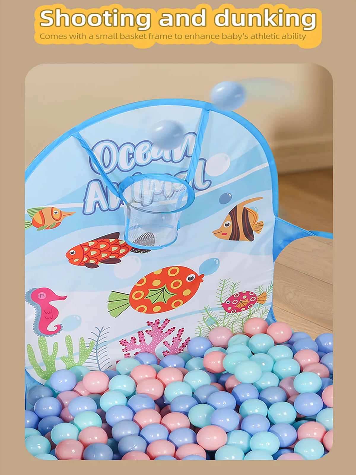 Foldable Kids Ball Pit with Basketball Hoop