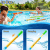 A person is using a stretchable design water blaster to spray water in a pool.