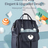 A navy blue Insular Mommy Bag backpack featuring a bear design and storage pockets.