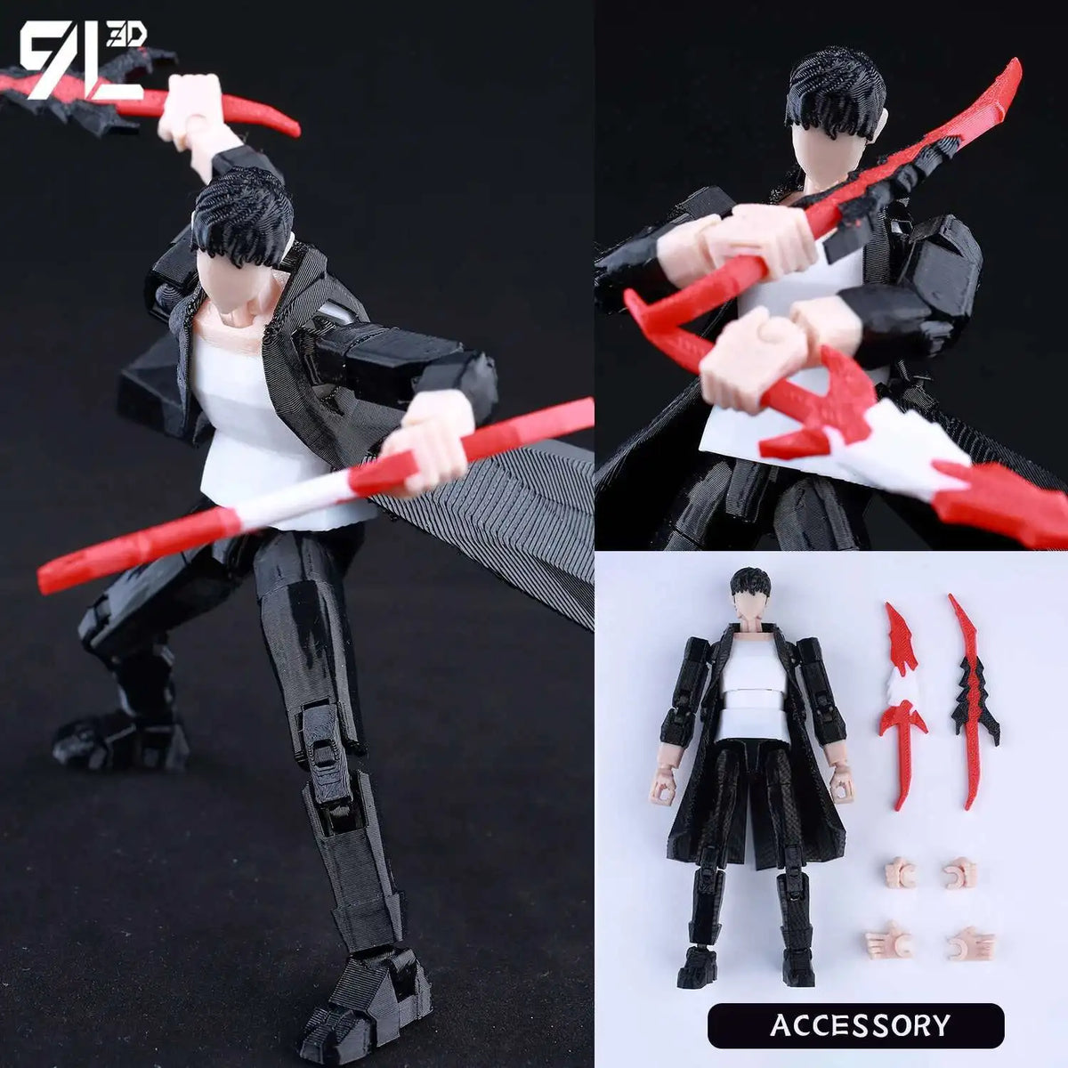 A fully articulated action figure of Jujutsu Kaisen Yuji Itadori, 14cm tall, shown in a dynamic pose with his cursed energy t