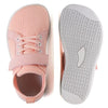 Pink minimalist barefoot sneakers shown from the top and sole views.