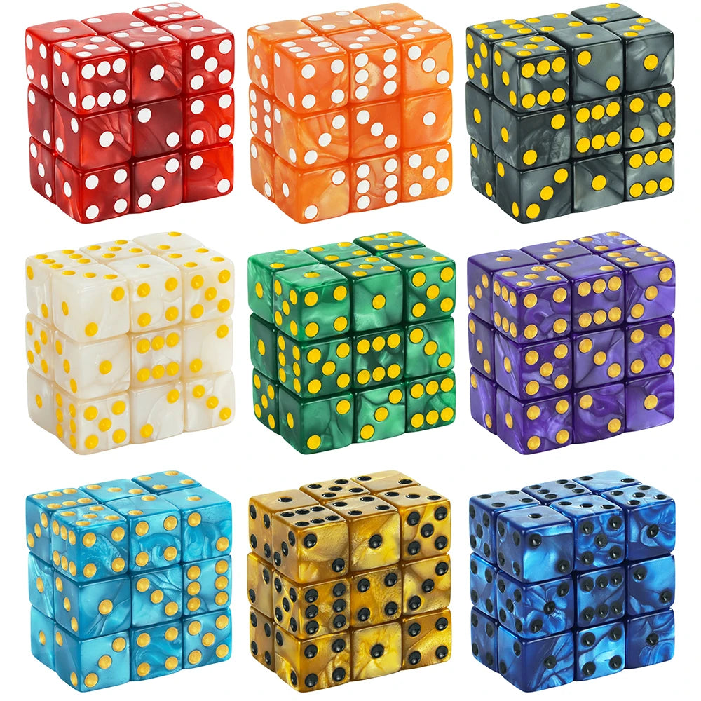 Marble Acrylic D6 Dice Set (10-Pack) for Tabletop RPGs, D&D, and Classroom Learning