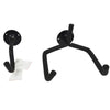 Black metal guitar wall mount hanger with a curved hook and mounting bracket.