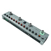 A silver portable guitar multi-effects processor with various knobs and controls.