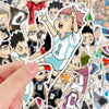 A sticker of an anime character with pink hair cheering and making a gesture