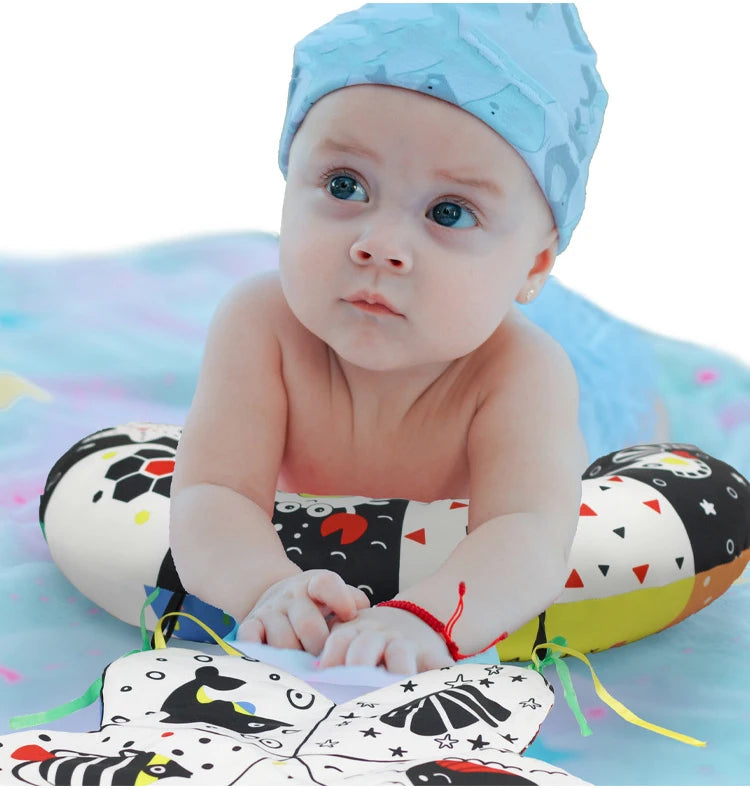 High-Contrast Tummy Time Pillow for Baby Sensory Development