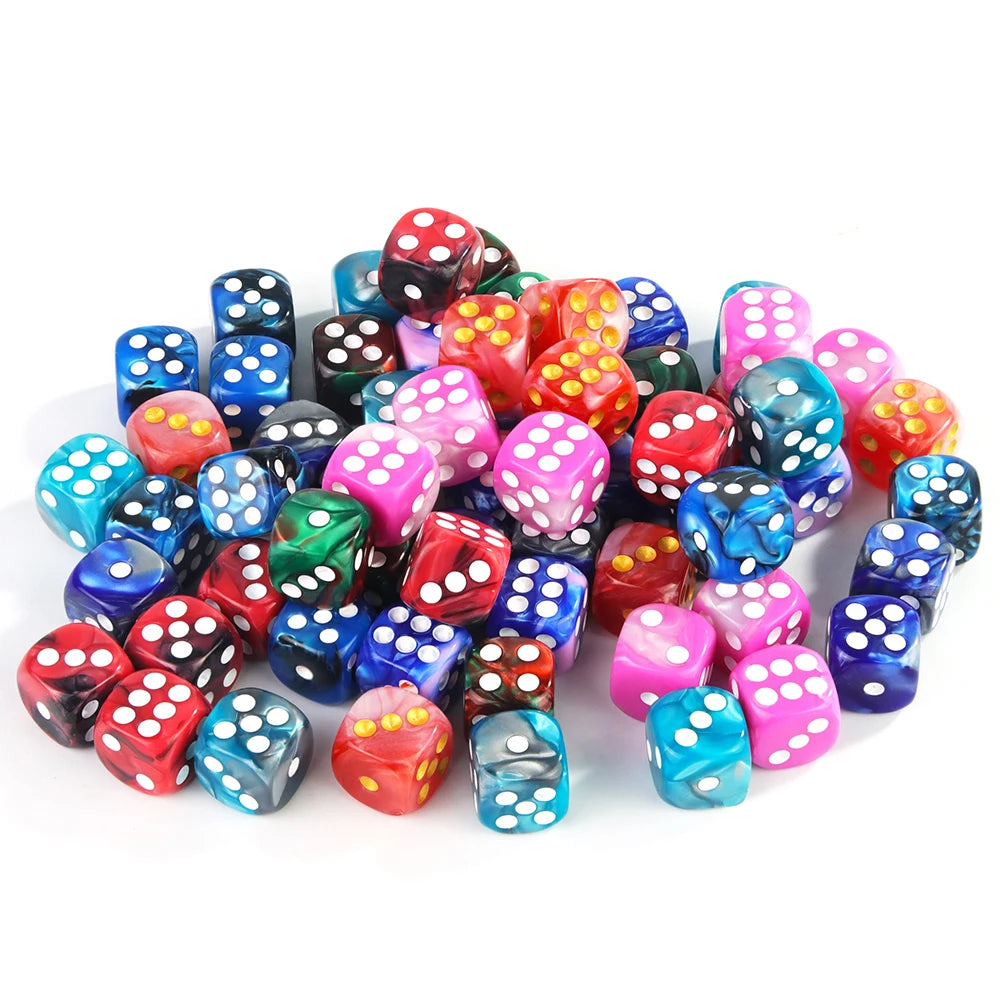 12mm Acrylic Dice Set – Mixed Colors, 10-Pack for Tabletop Gaming