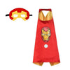 A red superhero cape and mask set for kids, featuring a stylized mask and flowing fabric.