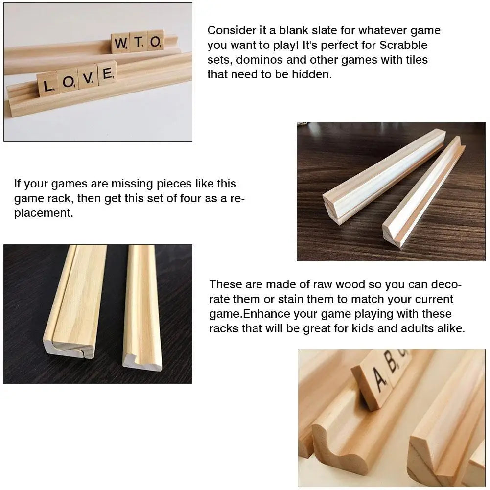 Portable Wooden Domino Trays (Set of 4)