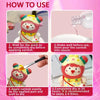 Instructions for using Super Gloss Air-Dry Clay Varnish with Brush, showing steps for application and drying.