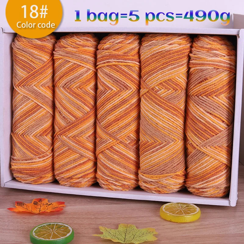 Multicolor Gradient Dyed Acrylic Yarn for Knitting & Crochet