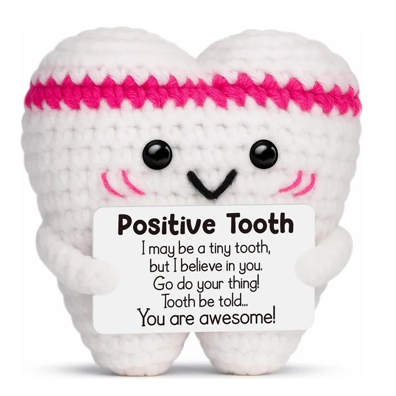 Handmade Crochet Tooth Doll with Positive Energy Card