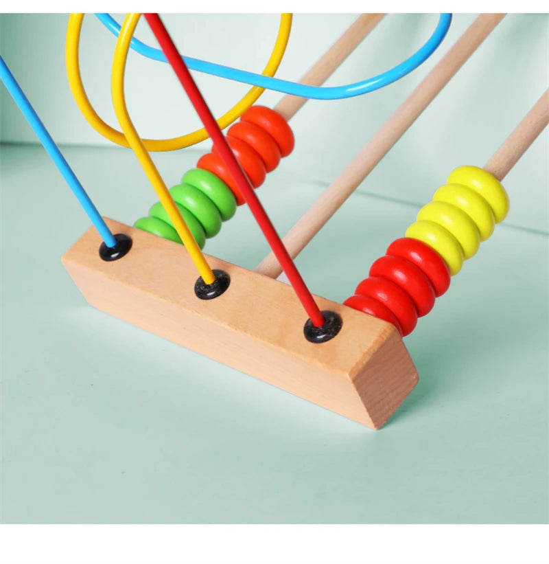 Wooden Bead Maze Roller Coaster Toy for Toddlers