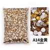 Bag of A14 Golden flat-back resin rhinestones for DIY craft and nail art