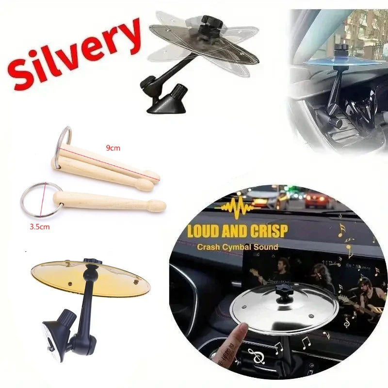 Mini Crash Cymbal with Drumsticks for Car Air Vents
