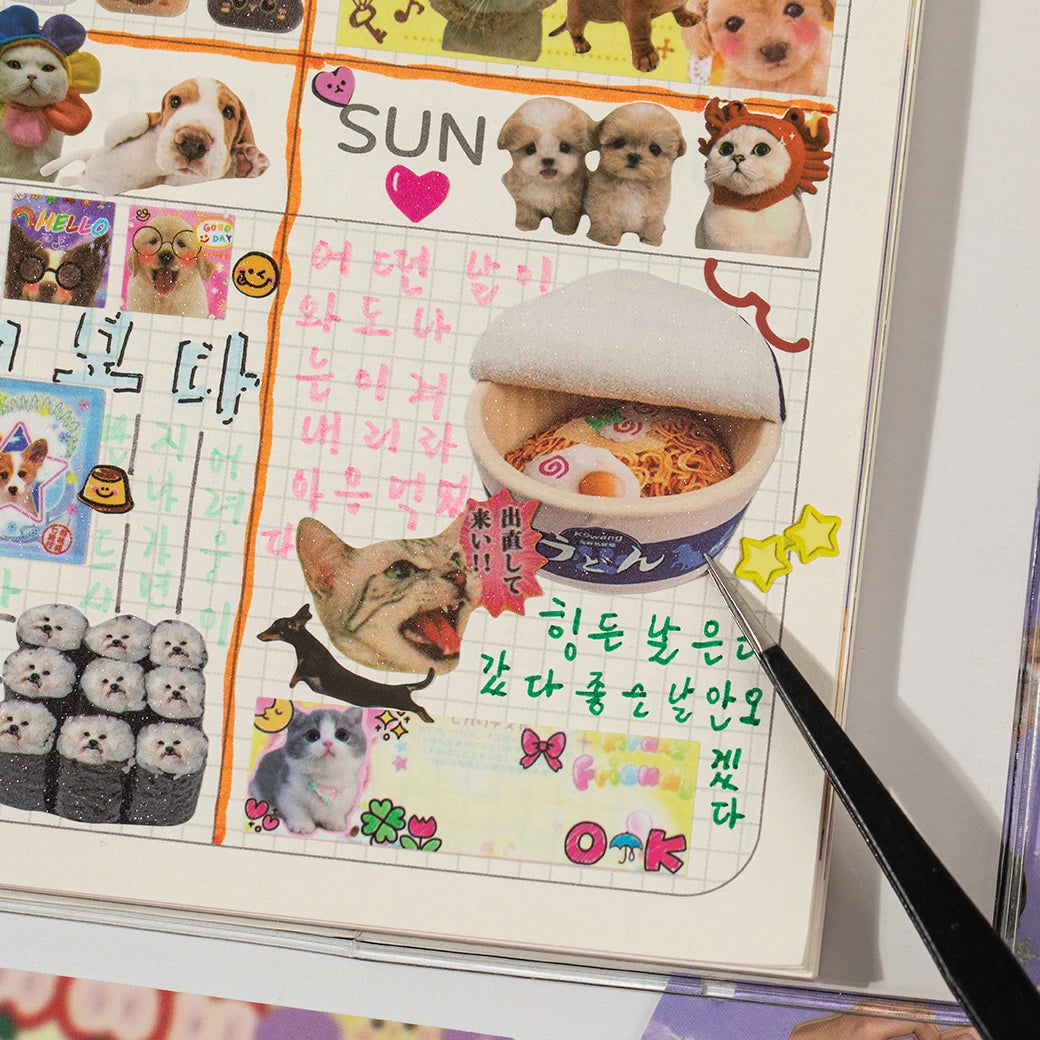 Adorable Pet-Themed Sticker Book (30 Designs)