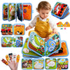 A set of Montessori felt busy books for toddlers featuring various hands-on learning activities and colorful designs.