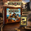 Box art for a Pirate Mafia adventure game featuring pirates and sea themes, with a gameplay card in the foreground.