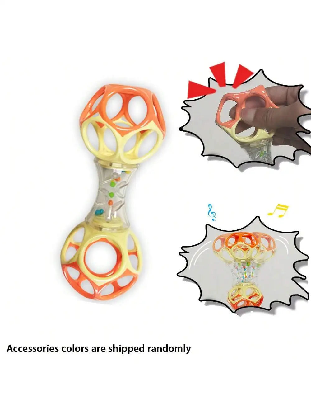 Easy-Grasp Baby Rattle Toy with Soft Teething Edges