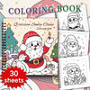 A coloring book featuring an illustration of Santa Claus and a Christmas tree on the cover.