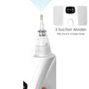 A white electric diamond painting pen with a clear tip and a charging port, demonstrating three suction modes.