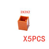 Five orange 2x2x2 building blocks used as a treasure chest set
