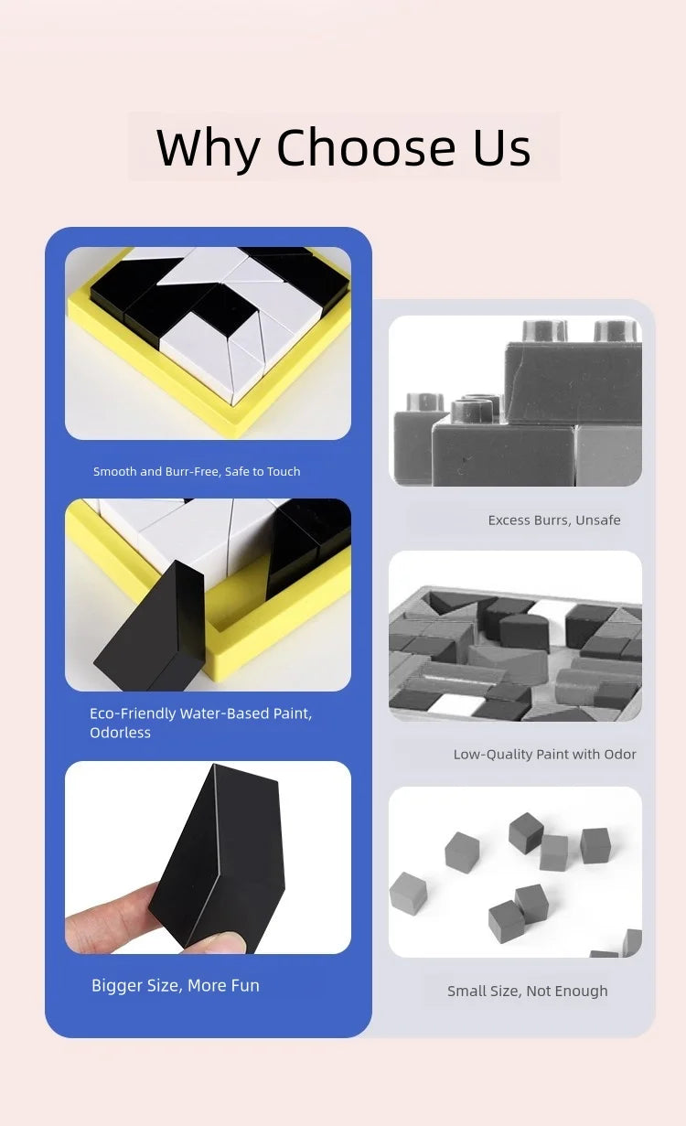Black and White Building Block Puzzle Set for Kids
