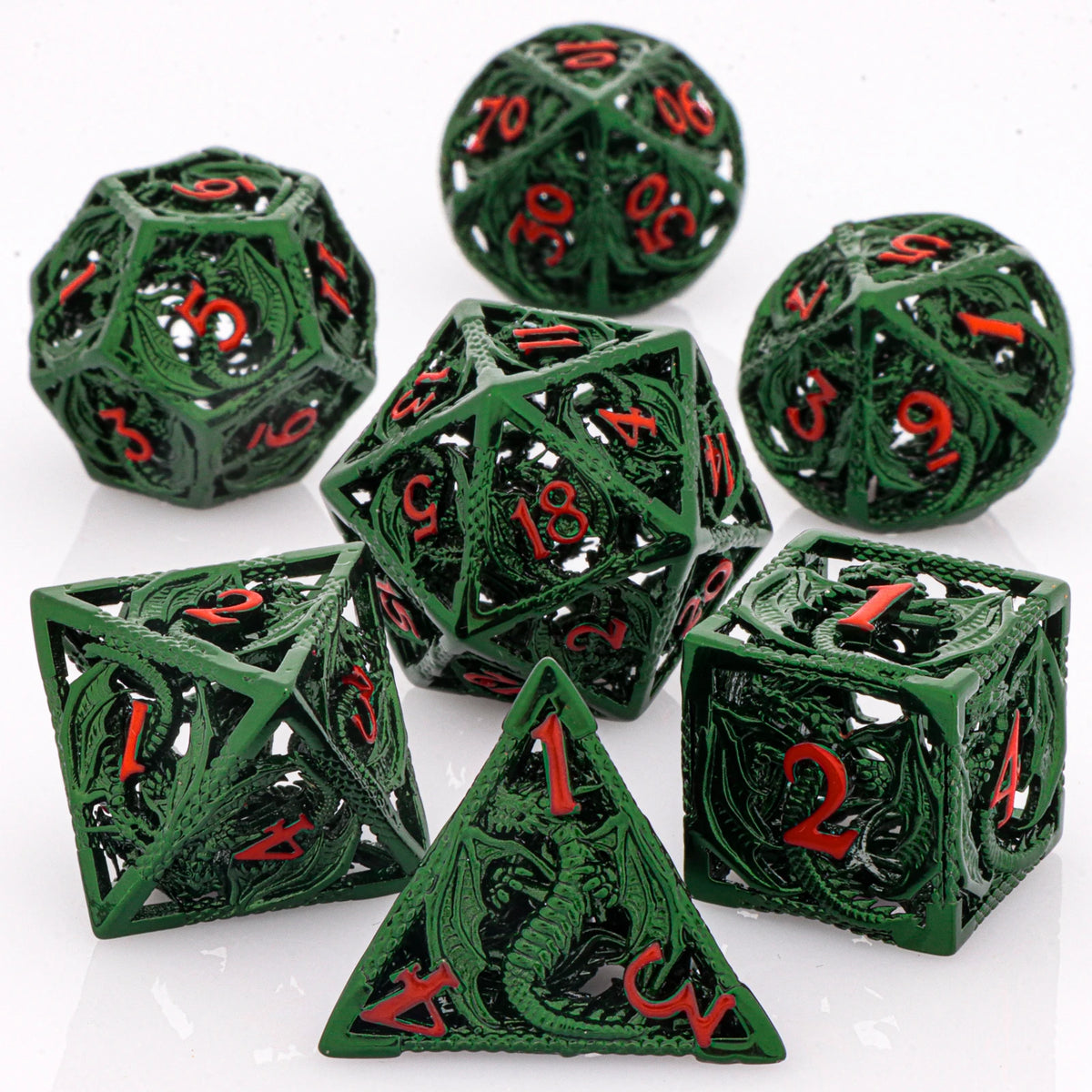 Hollow Metal Polyhedral Dragon Dice Set