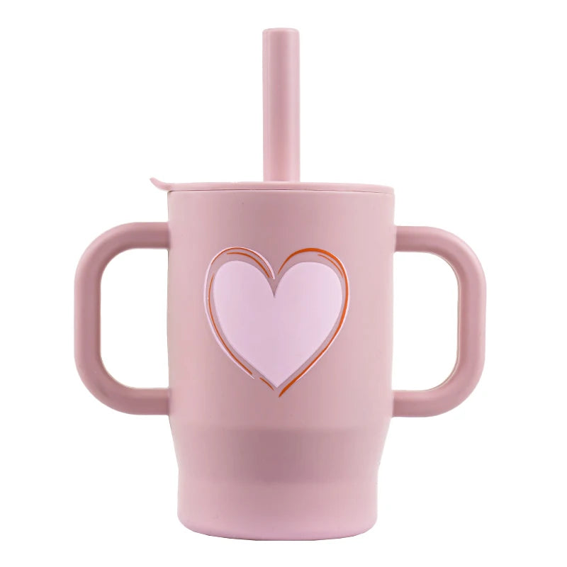 Silicone Baby Sippy Cup with Straw and Handles