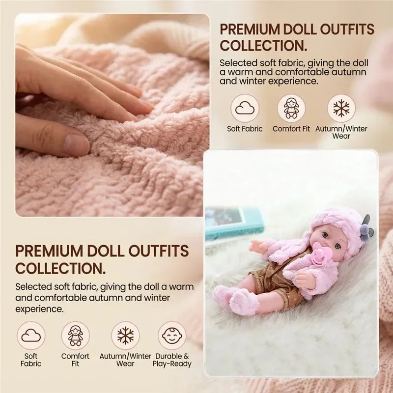 Cozy Cartoon Bear Winter Pajamas for 12-Inch Reborn Dolls