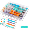 A clear plastic kit containing ten ballpoint pens of various colors and sizes for DIY crafting