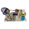 A mini Stirling engine model featuring a light bulb and a colorful, rotating fan assembly.