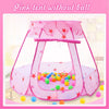 Pink tent without ball for kids play featuring a pink fabric fort with colorful balls inside