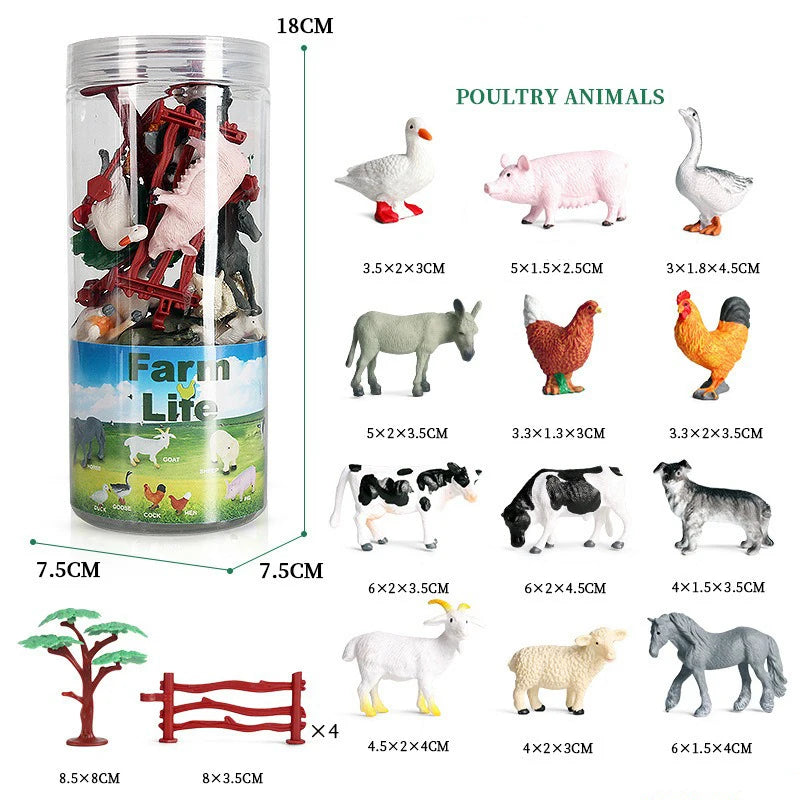 Miniature Animal & Dinosaur Figurines in Storage Container
