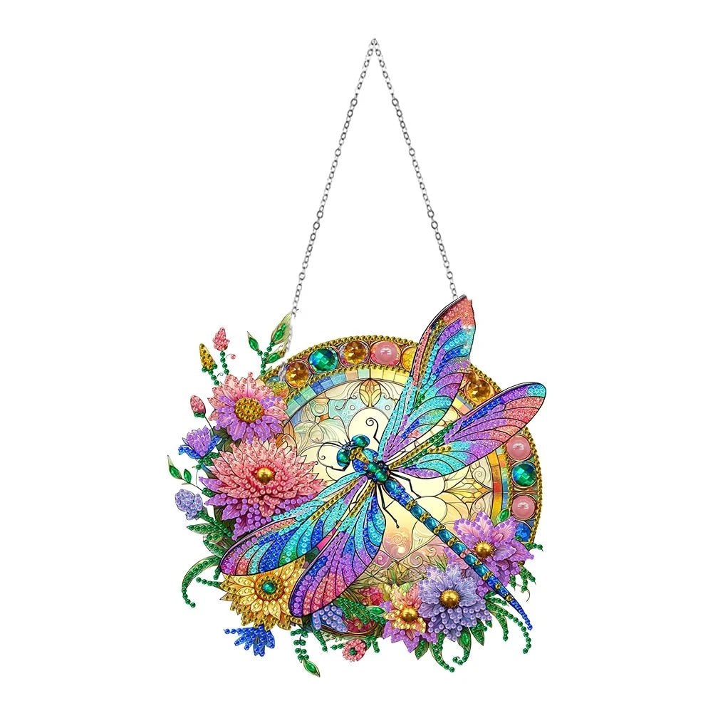 DIY Diamond Art Dragonfly & Butterfly Acrylic Door Hanging Ornament with Chain