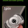 A close-up shot of a silver fidget spinner being held by a hand, showing the spinning mechanism.