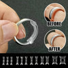 Before and after images showing adjustable ring sizer pads for jewelry